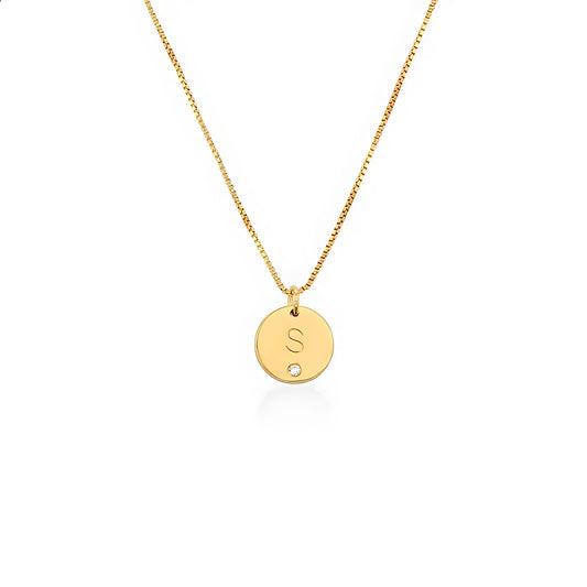 Klara Disc Initial with Diamond Necklace