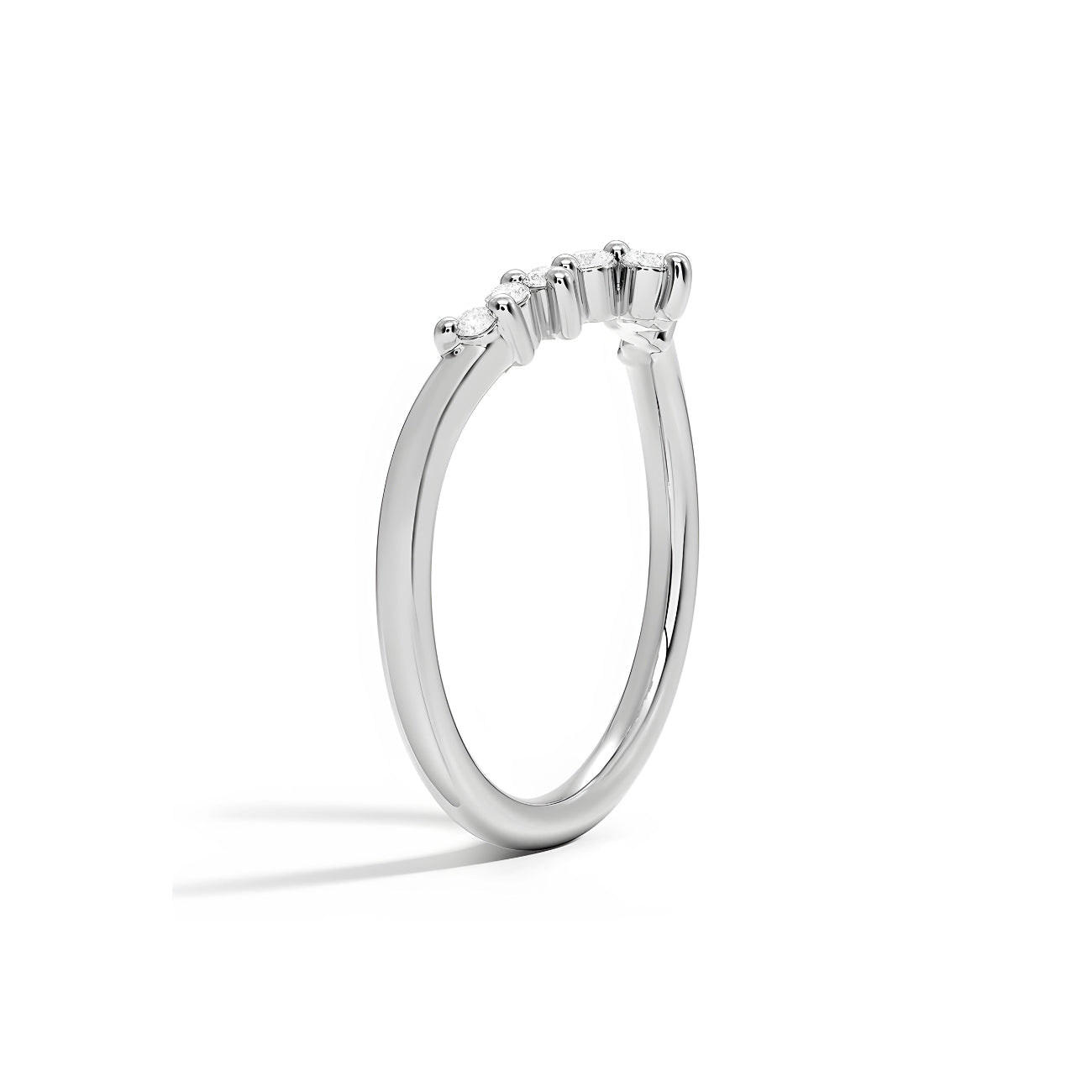 Helen Round Princess Accent Curved Wedding Band