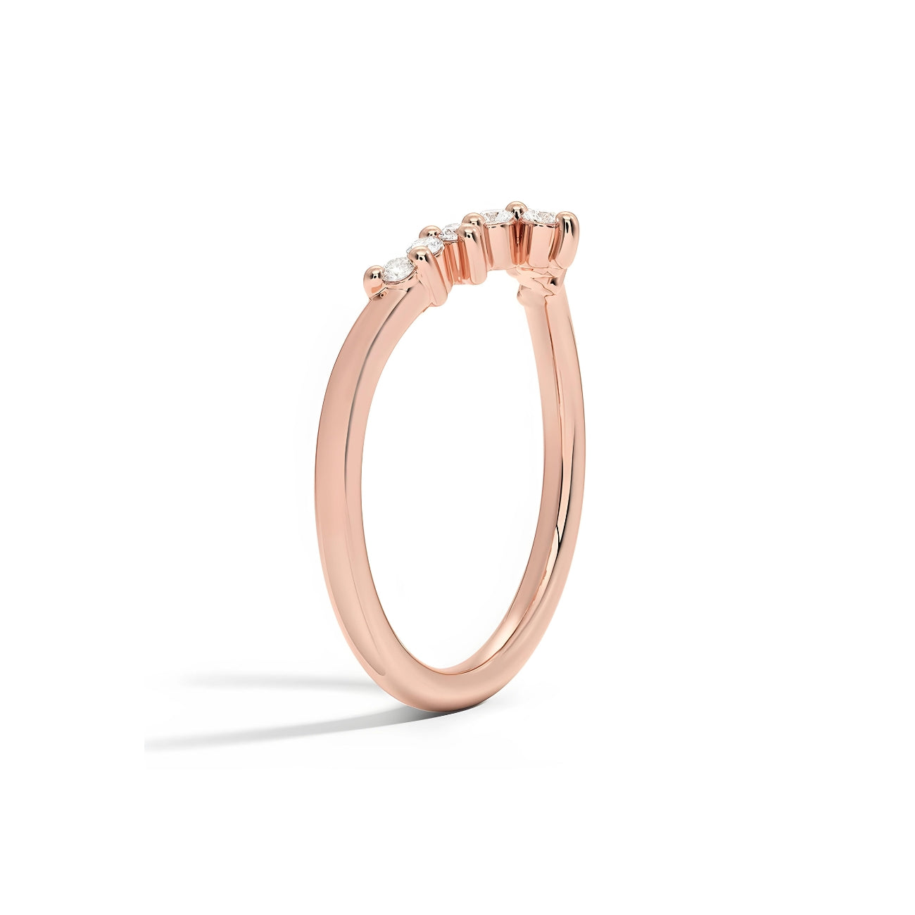 Helen Round Princess Accent Curved Wedding Band