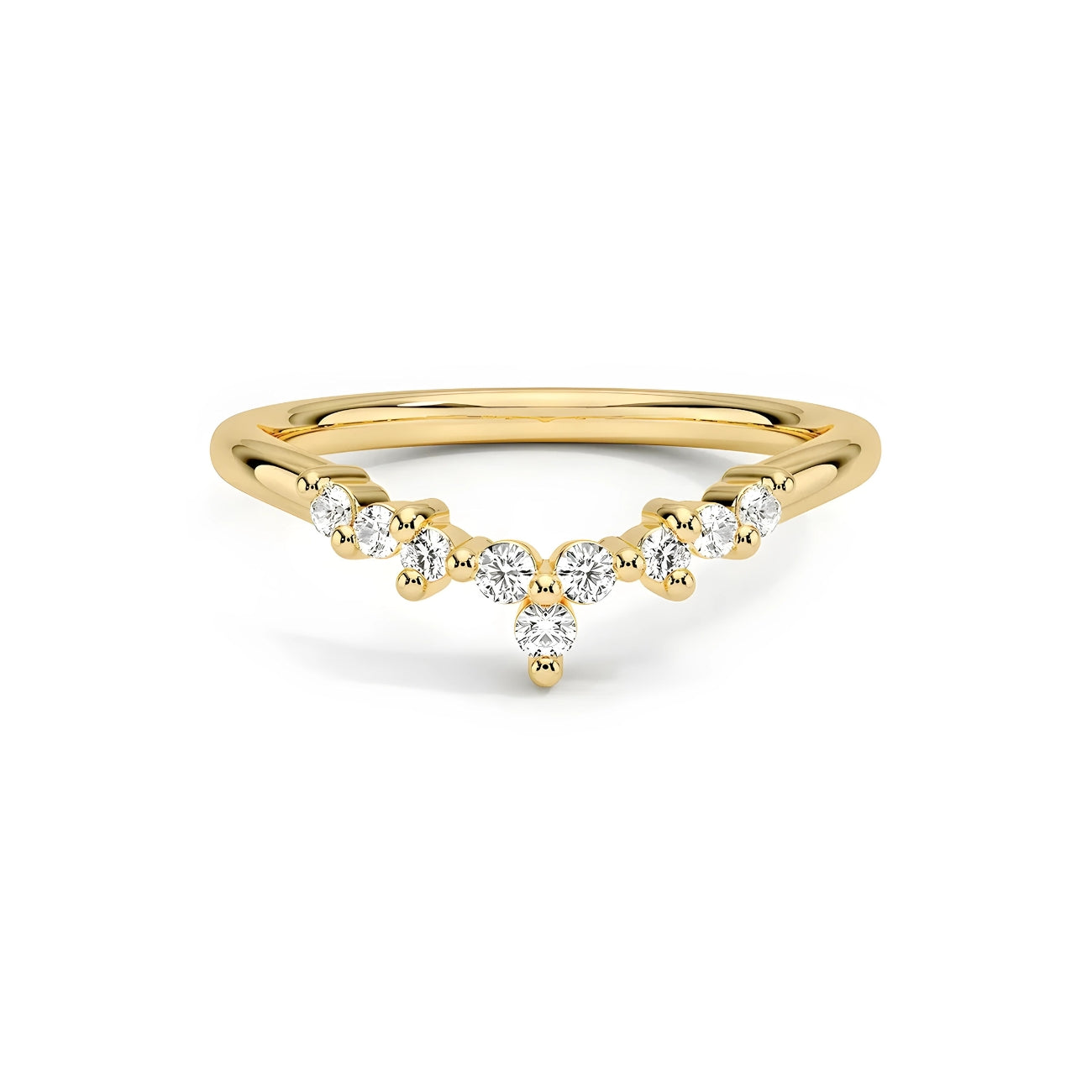 Helen Round Princess Accent Curved Wedding Band