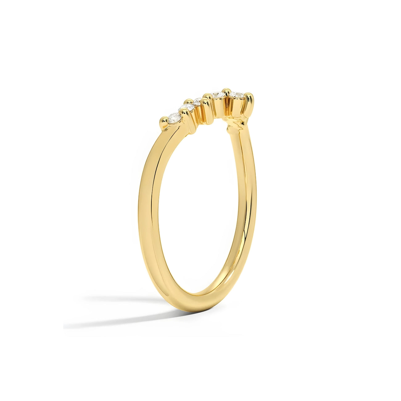 Helen Round Princess Accent Curved Wedding Band