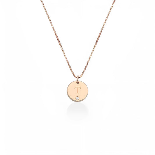 Anya Disc Initial with Diamond Necklace