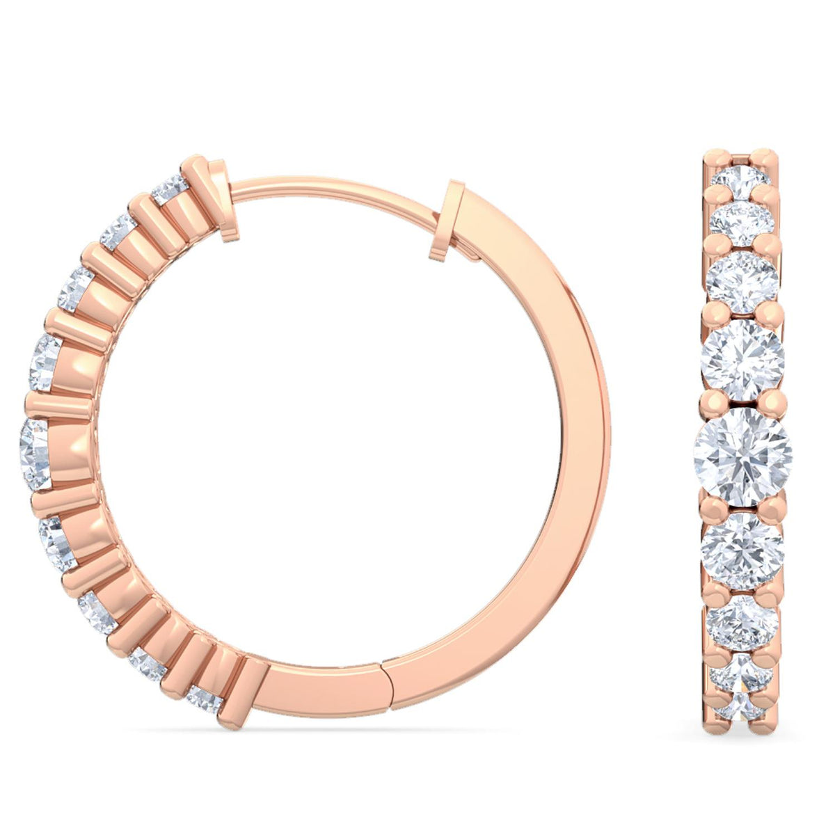 Rose Gold / 0.68ct Lab Grown Diamond Hoop Earrings