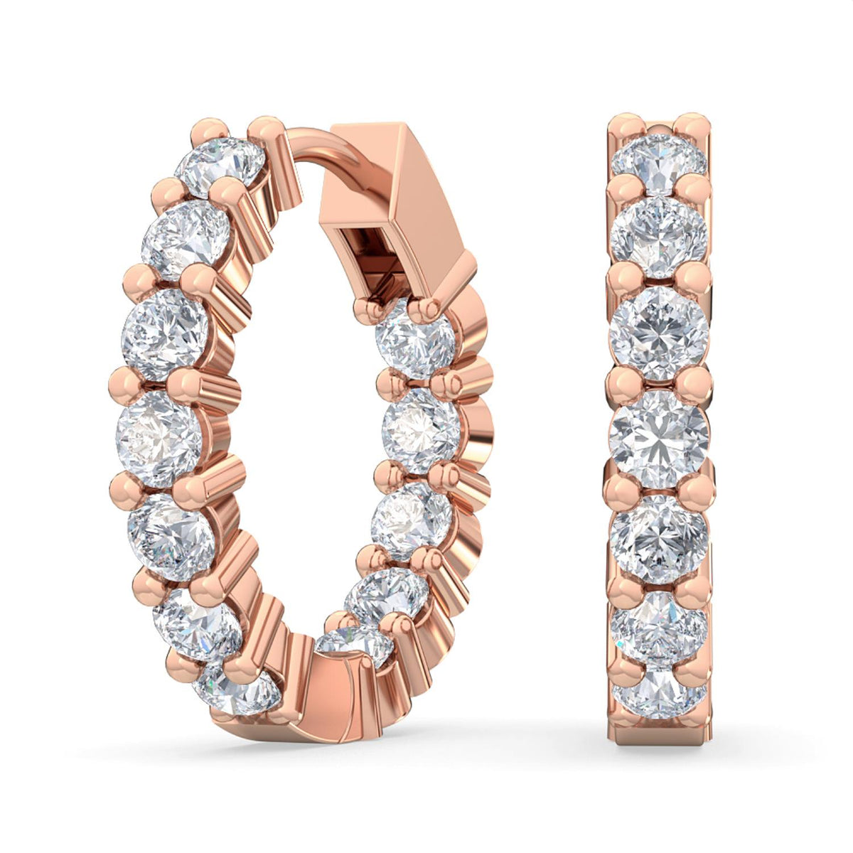 Rose Gold / 1.00ct Lab Grown Diamond Hoop Earrings
