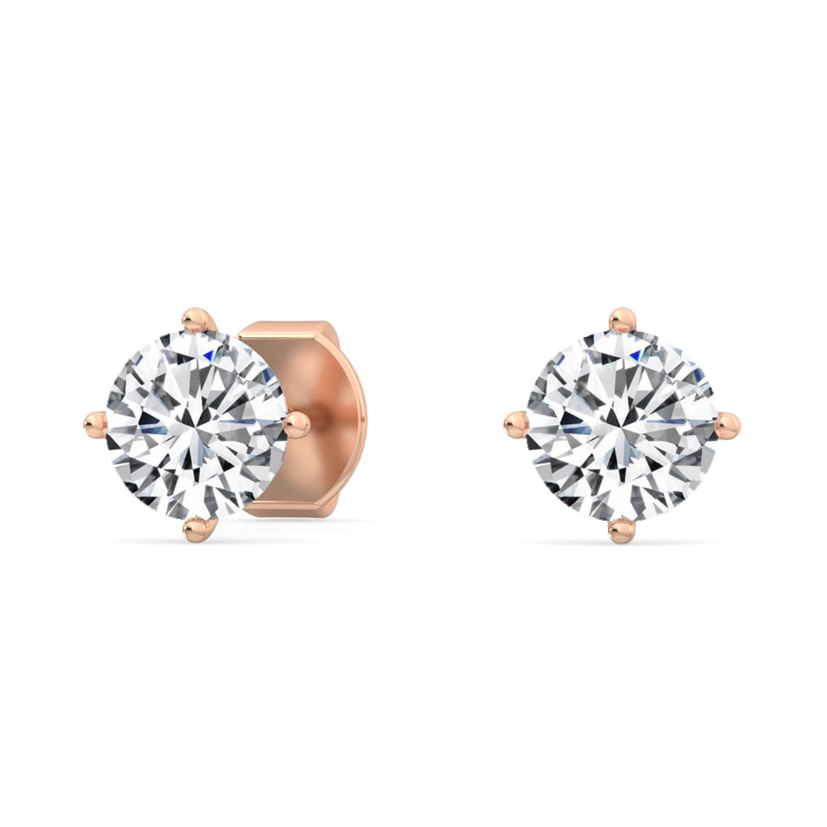 Rose Gold / 1.04ct Lab Grown Diamond Solitaire Earrings