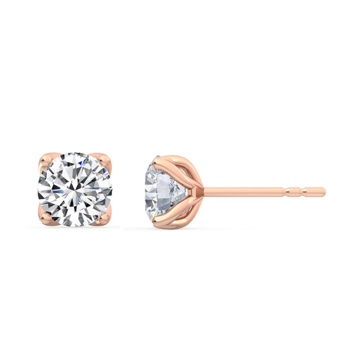 Rose Gold / 0.83ct Lab Grown Diamond Solitaire Earrings
