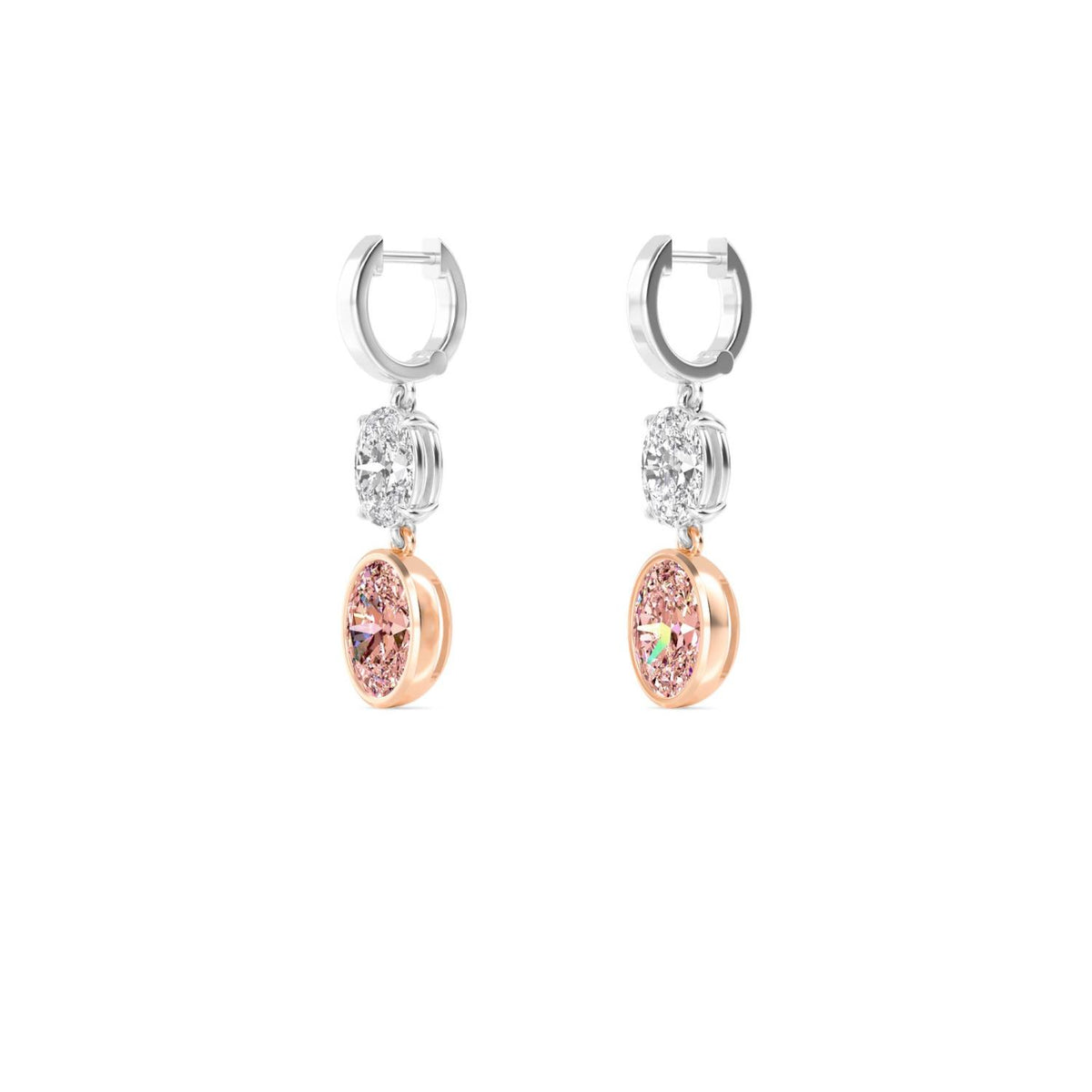 Two-Tone Rose & White Gold / 6.34ct Lab Grown Diamond Earrings