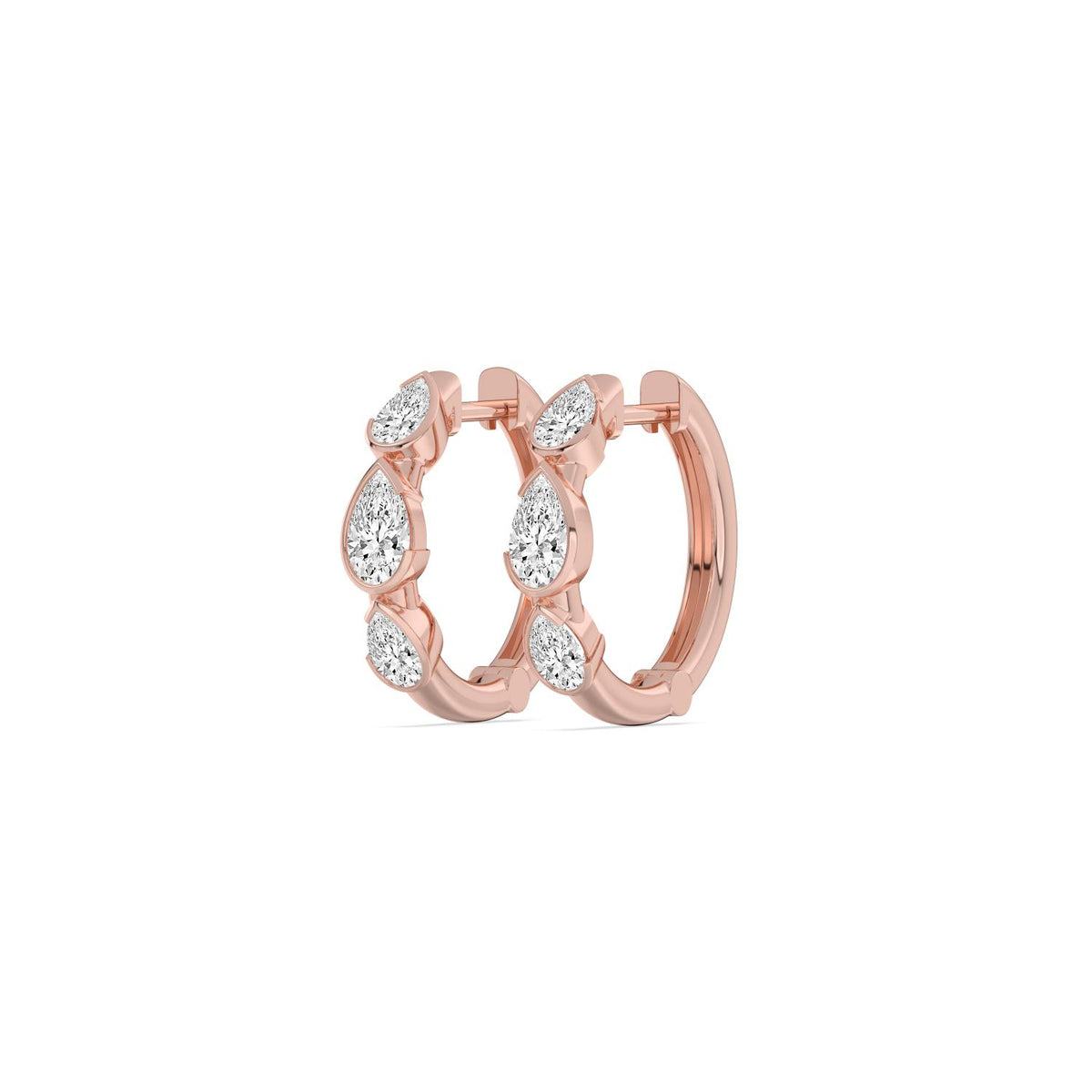 Rose Gold / 1.26ct Lab Grown Diamond Half Bezel Earrings