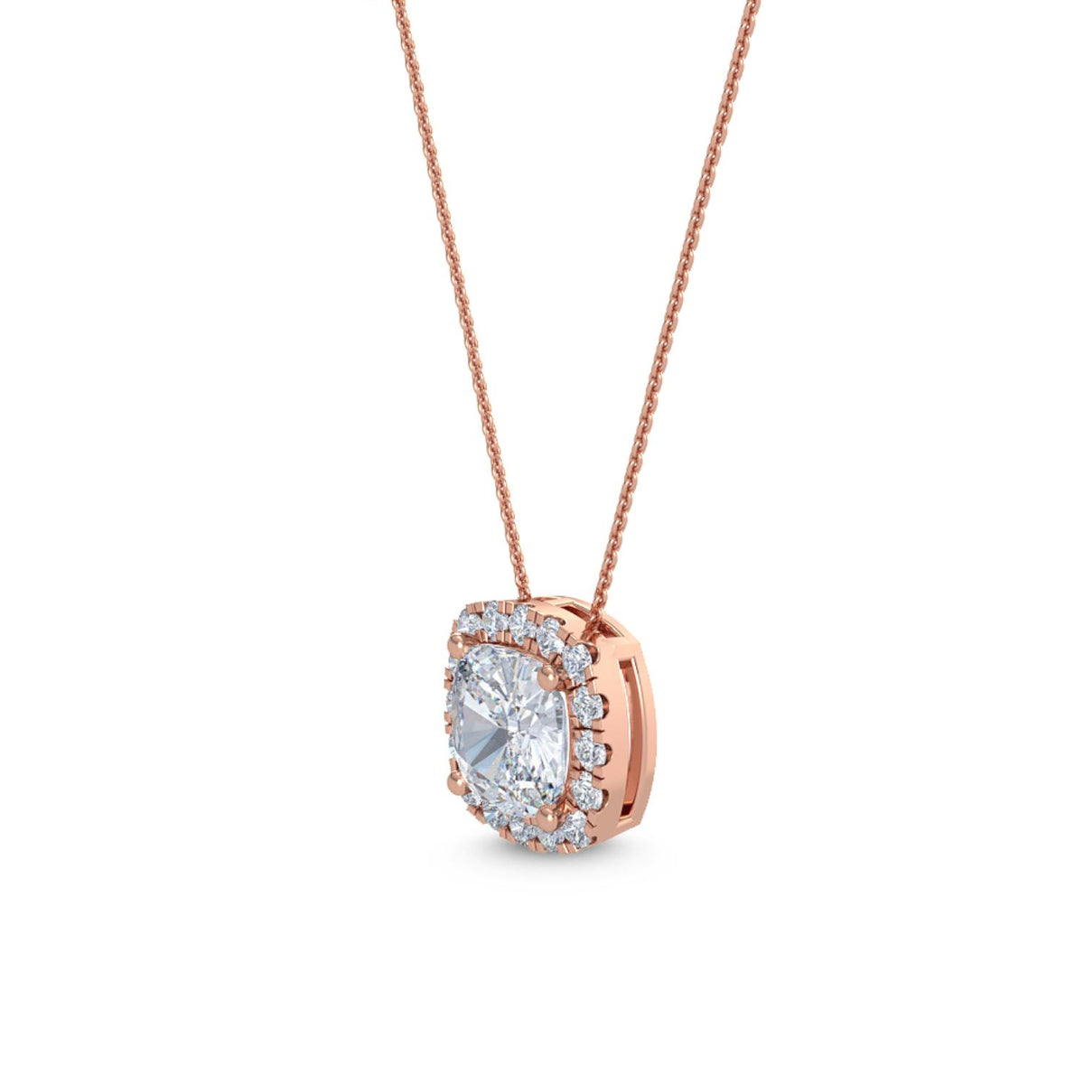 Rose Gold / 1.05ct Lab Grown Diamond Halo Pendant