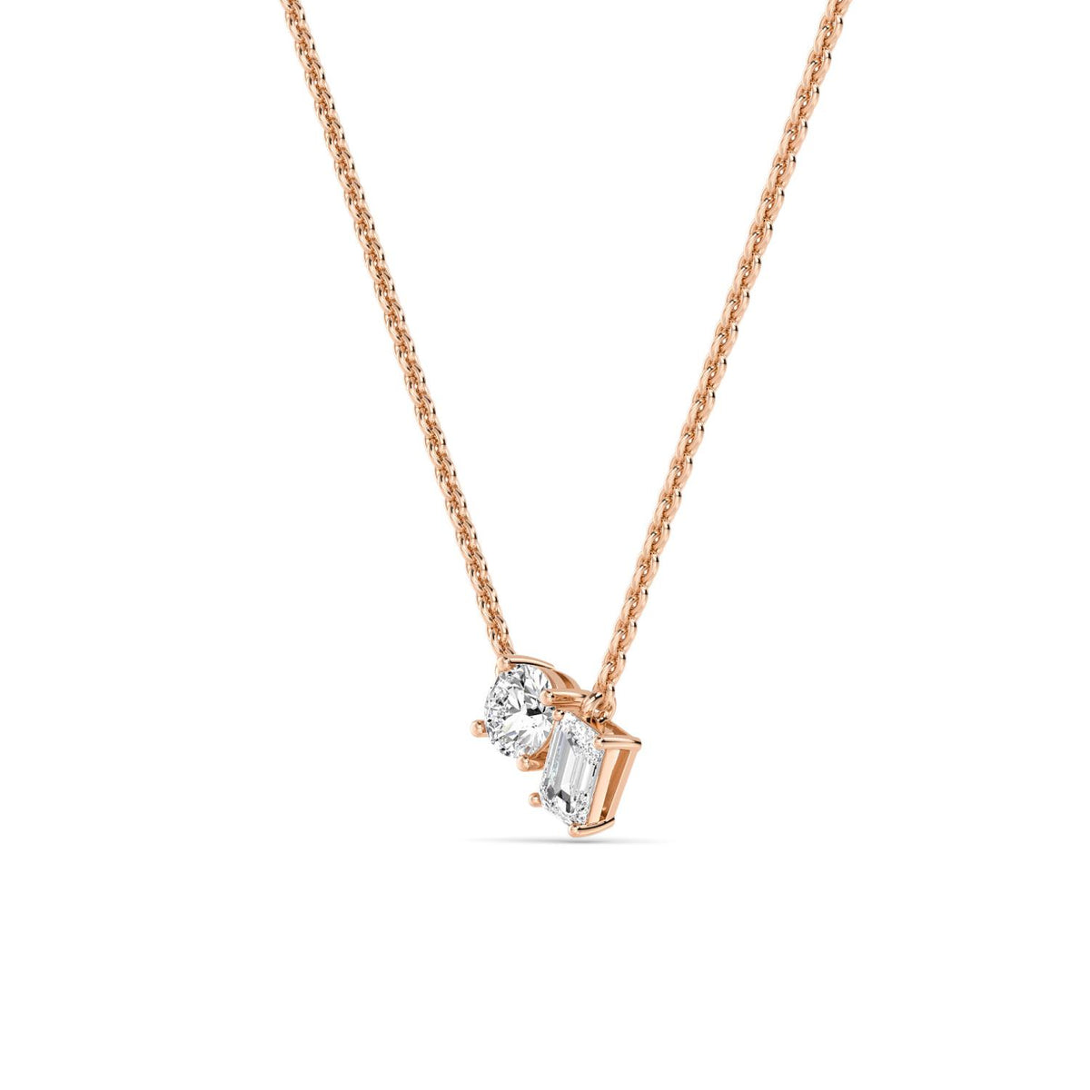 Rose Gold / 0.91ct Lab Grown Diamond Toi et Moi Pendant
