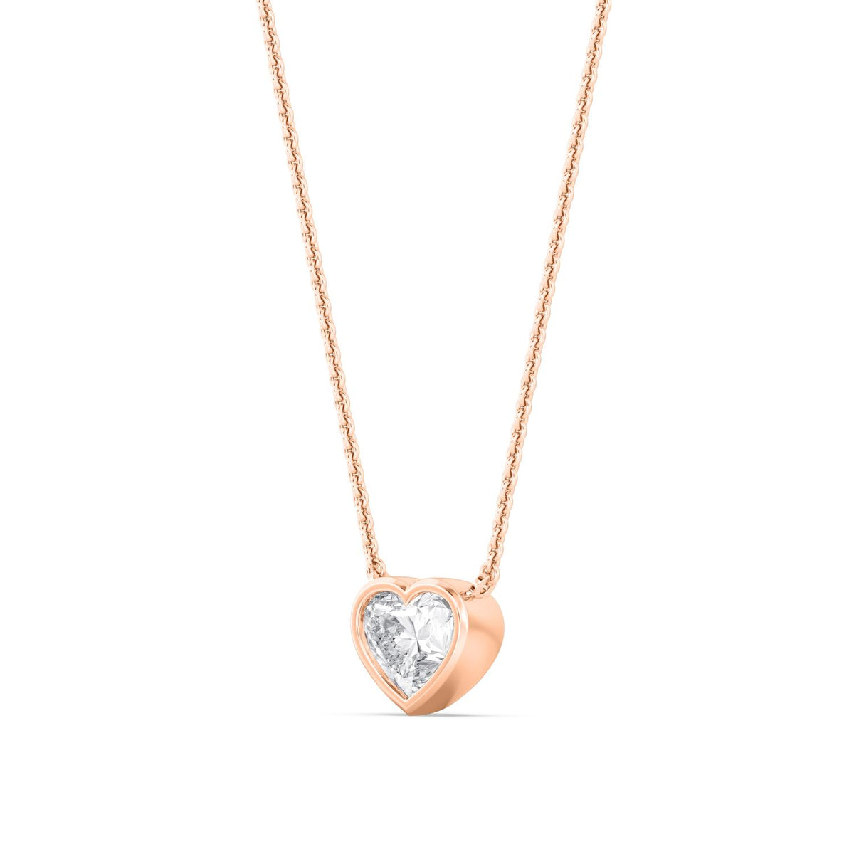 Rose Gold / Heart Lab Grown Diamond Bezel Necklace