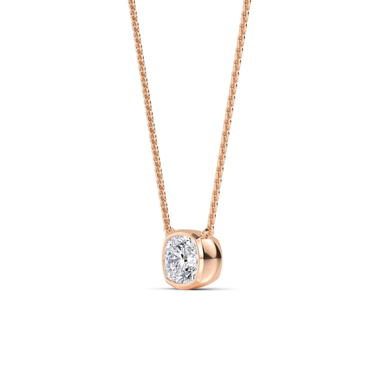 Rose Gold / Lab Grown Diamond Bezel Necklace