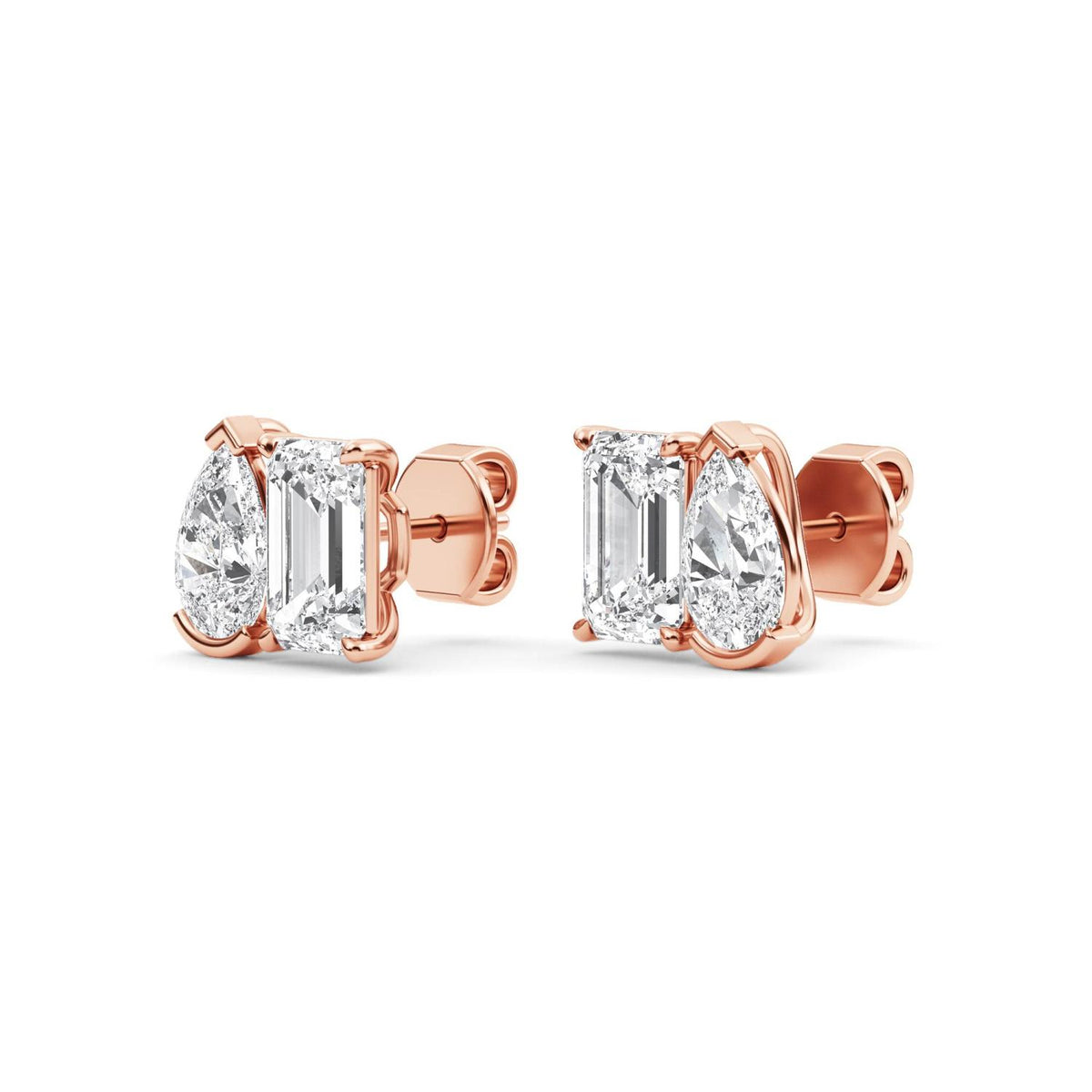 Rose Gold / 2.93ct Lab Grown Diamond Toi et Moi Earrings