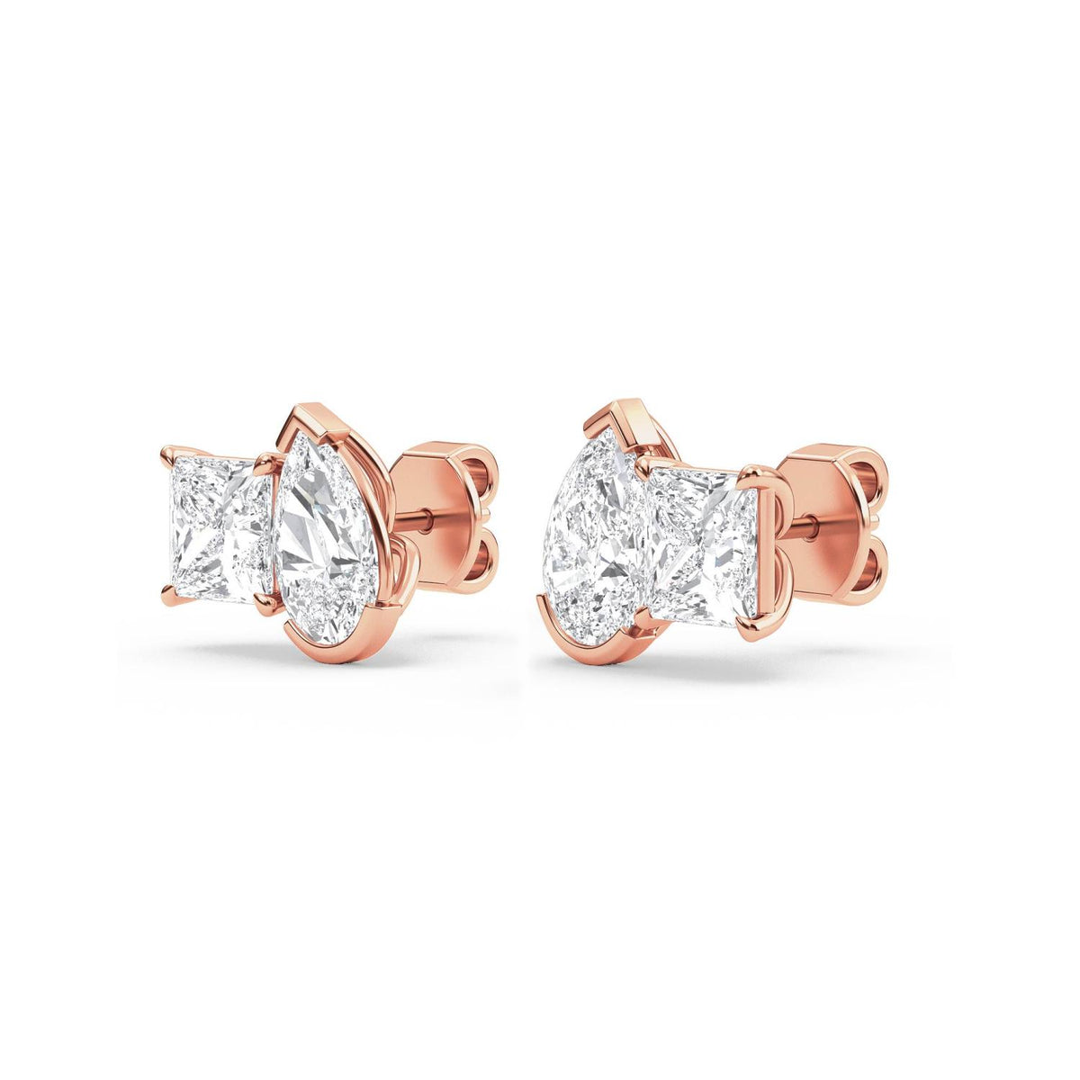 Rose Gold / 2.93ct Lab Grown Diamond Toi et Moi Earrings