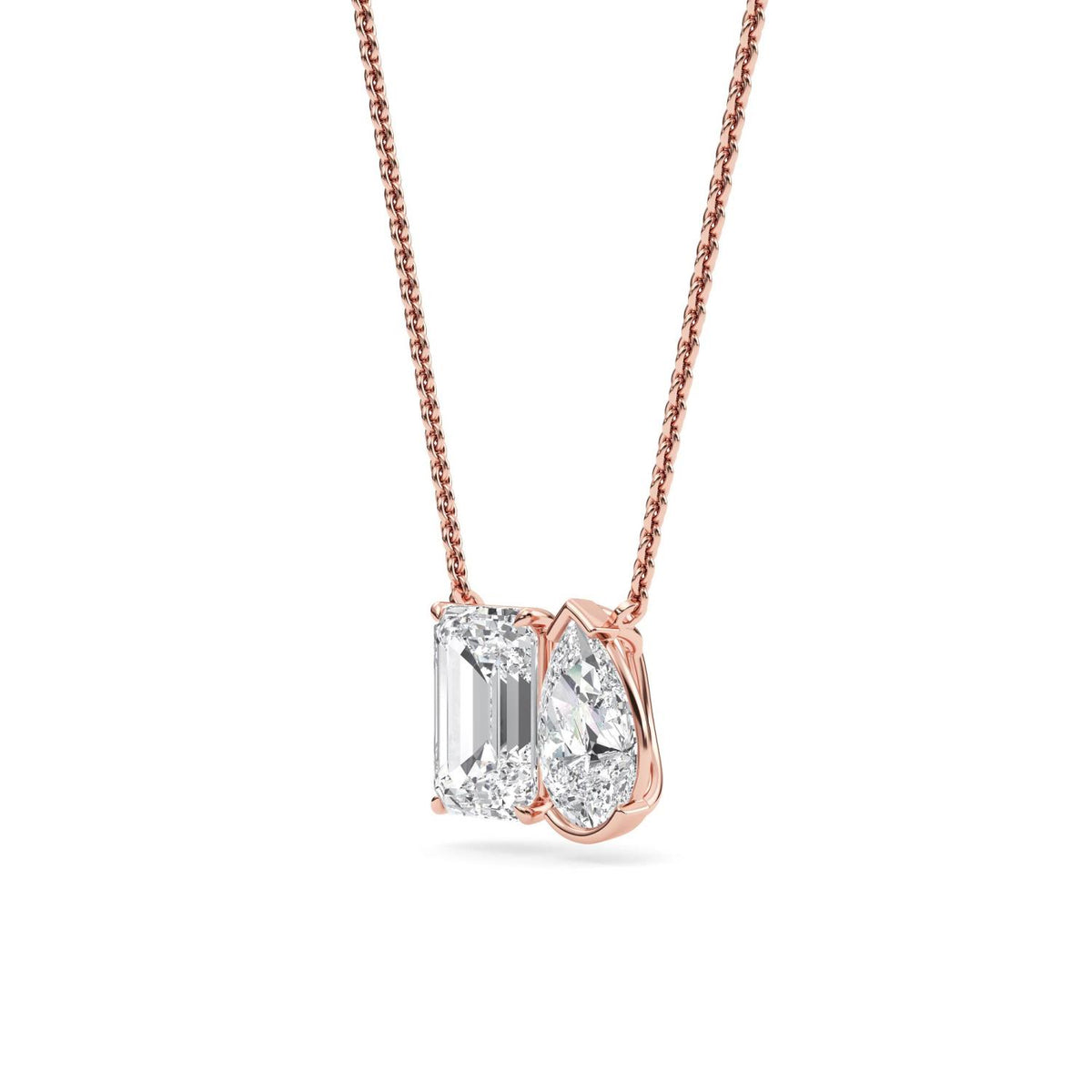 Rose Gold / Lab Grown Diamond Toi et Moi Pendant