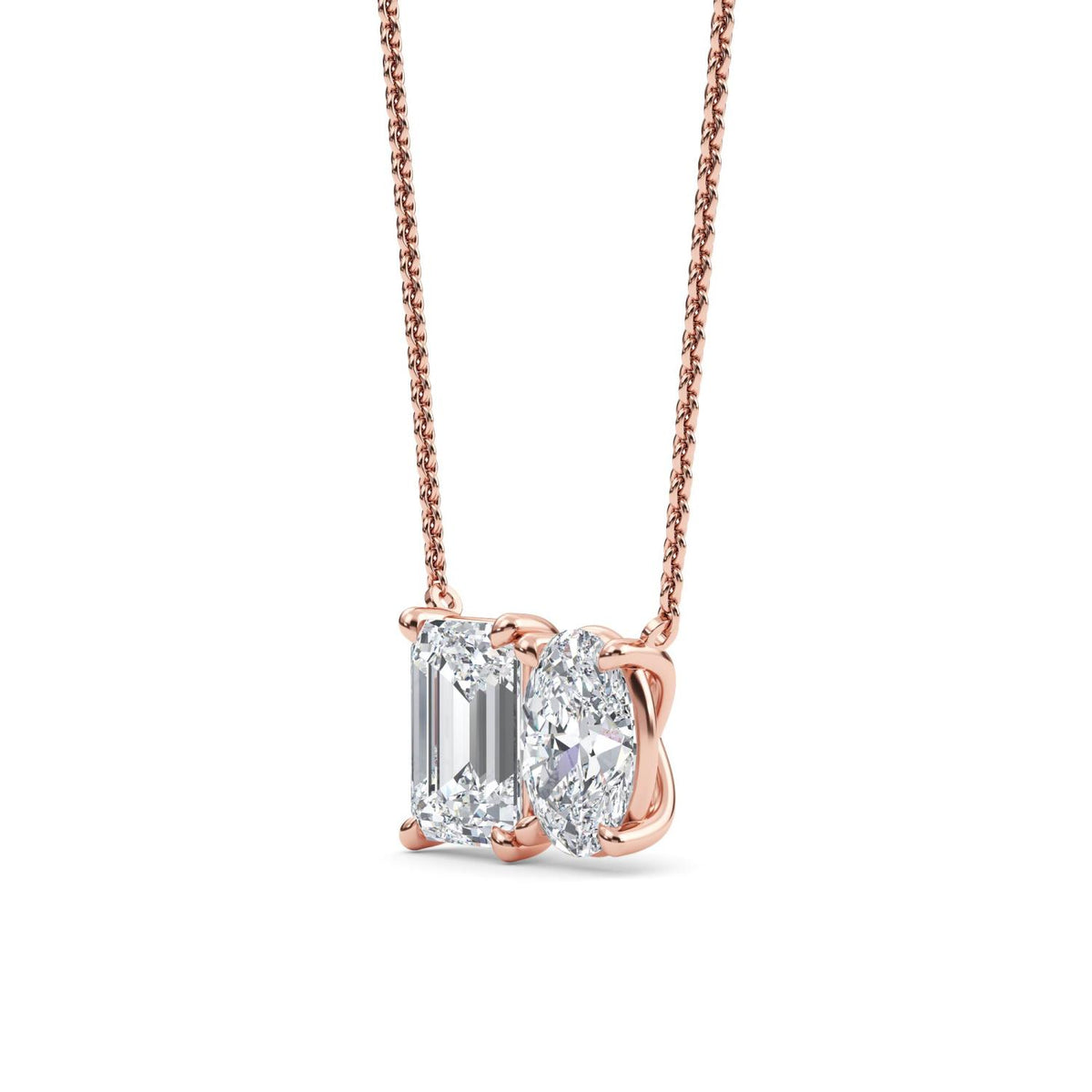 Rose Gold / Lab Grown Diamond Toi et Moi Pendant