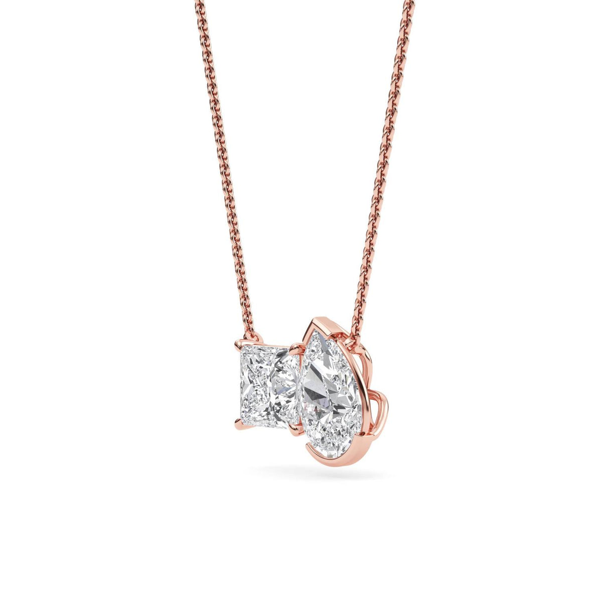 Rose Gold / Lab Grown Diamond Toi et Moi Pendant