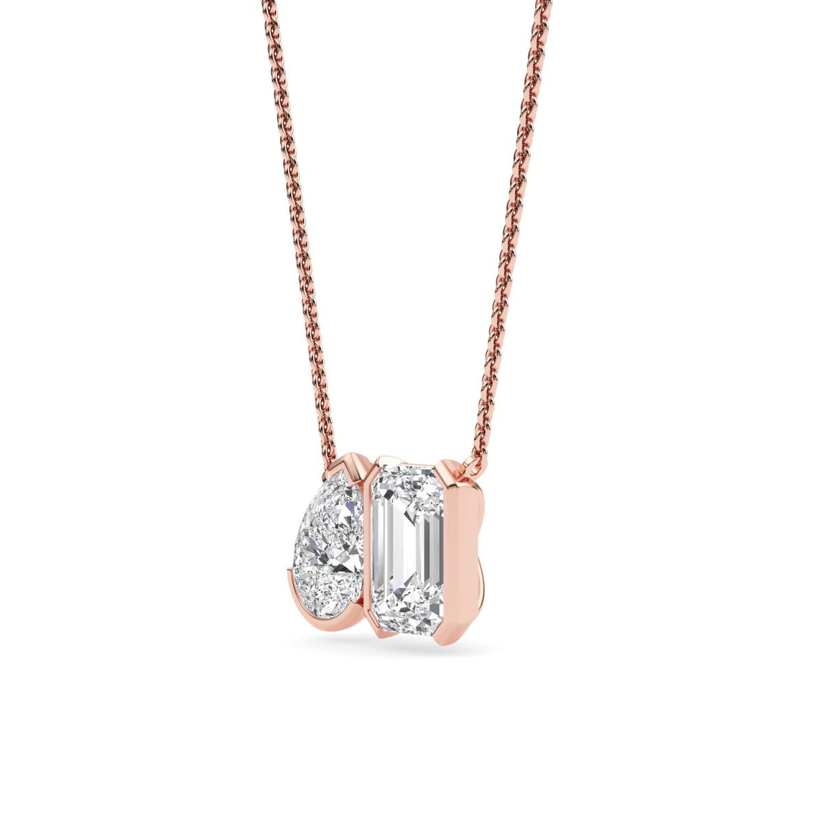 Rose Gold / Lab Grown Diamond Toi et Moi Pendant
