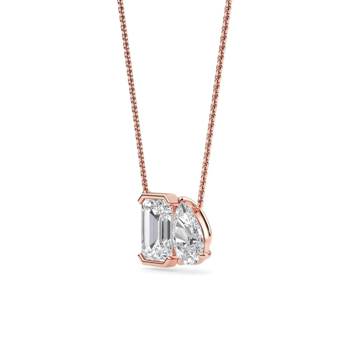 Rose Gold / Lab Grown Diamond Toi et Moi Pendant