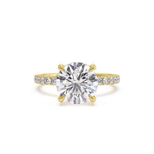 18k Yellow Gold / Round – Sophina – Pavé W/ Hidden Halo engagement ring, front view