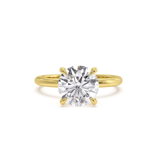 18k Yellow Gold / Round – Lyra – Solitaire engagement ring, front view