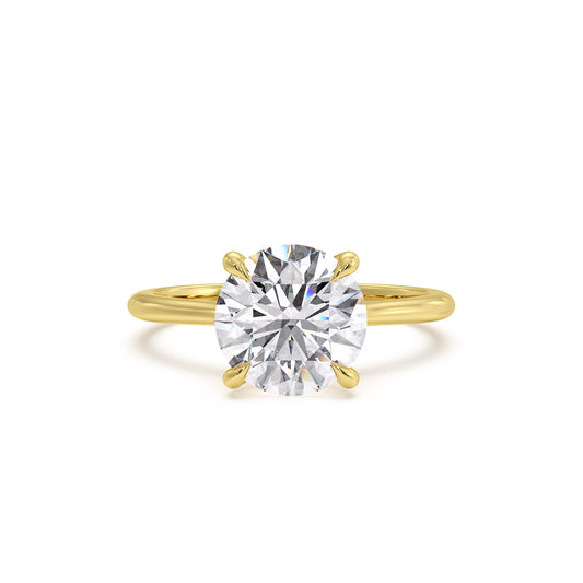 18k Yellow Gold / Round – Elara – Trellis Cathedral engagement ring, front view