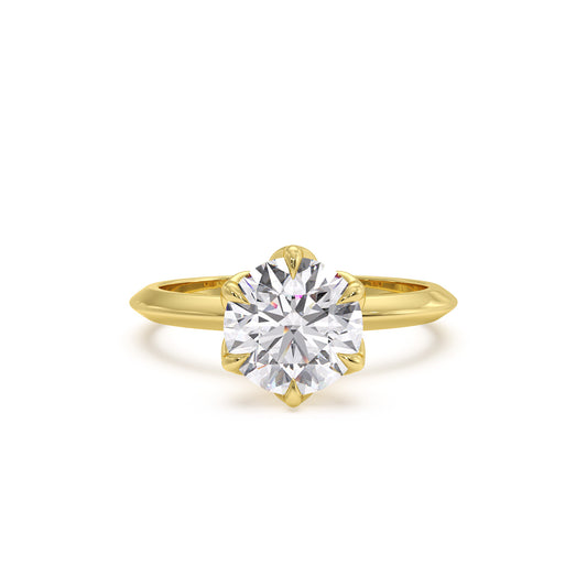 18k Yellow Gold / Round – Azura – Knife Edge Solitaire engagement ring, front view