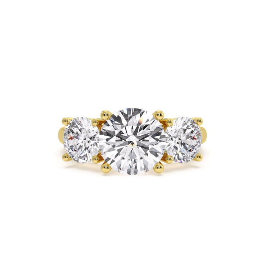 18K Yellow Gold / Round – Lily – Trilogy Solitaire engagement ring, front view