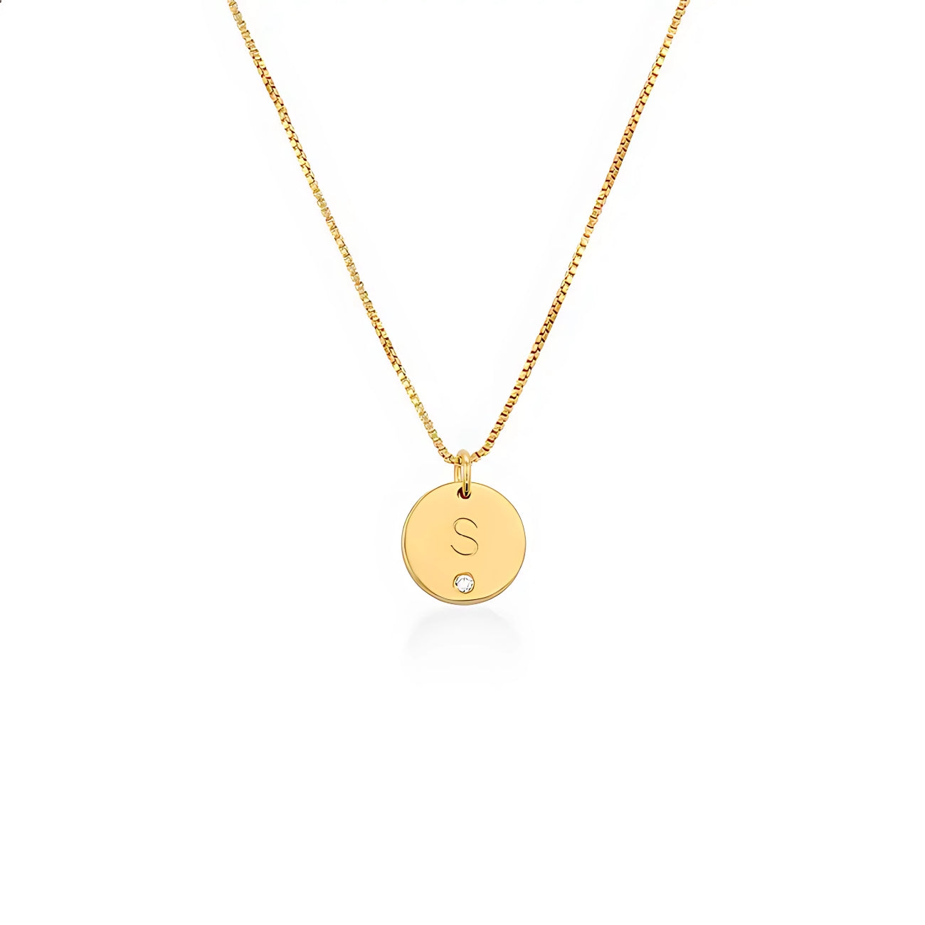 Anya Disc Initial with Diamond Necklace