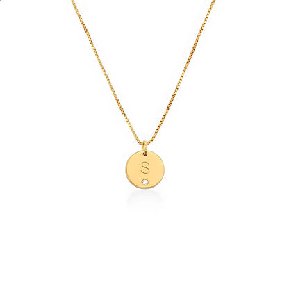 Klara Disc Initial with Diamond Necklace