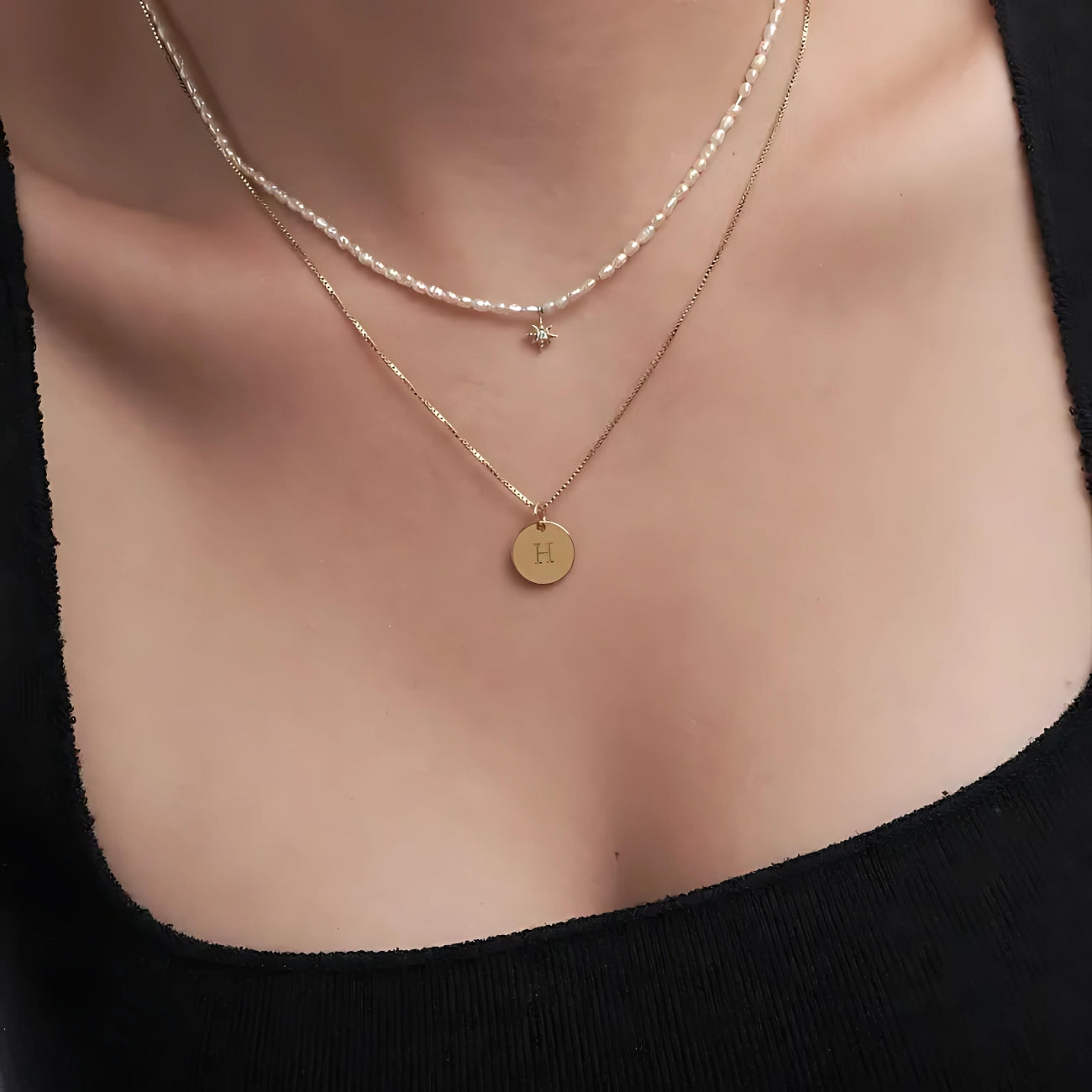 Zena Disc Initial Necklace