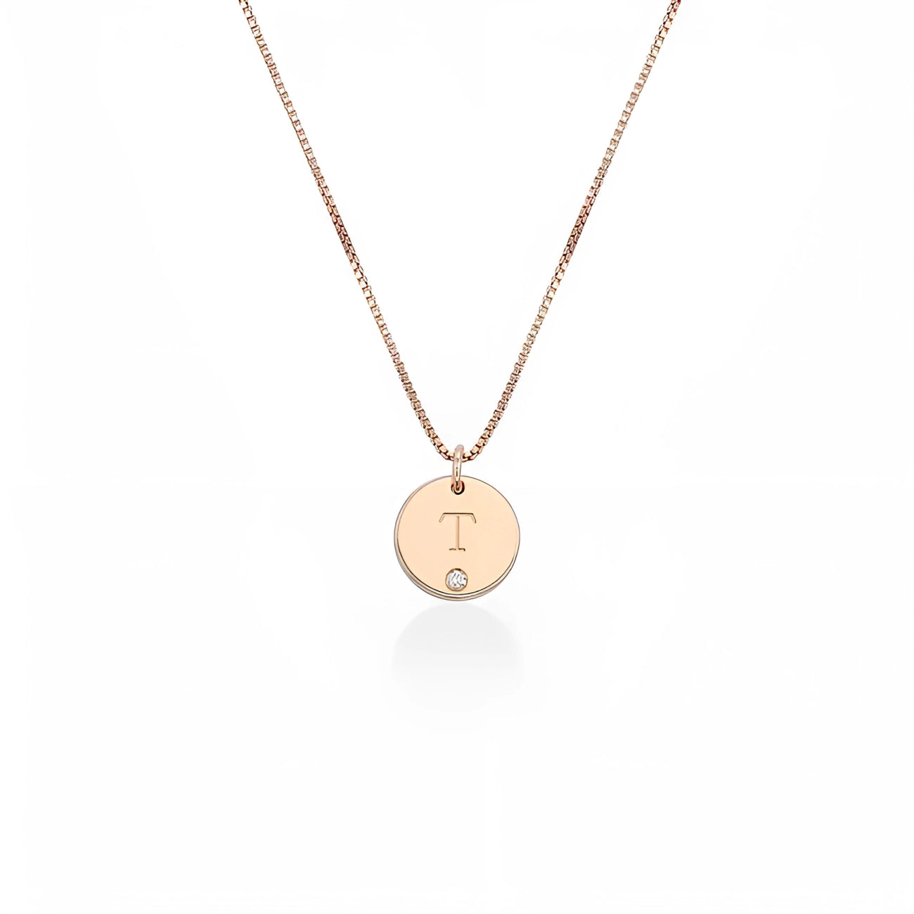 Anya Disc Initial with Diamond Necklace