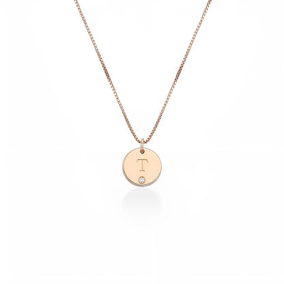 Anya Disc Initial with Diamond Necklace