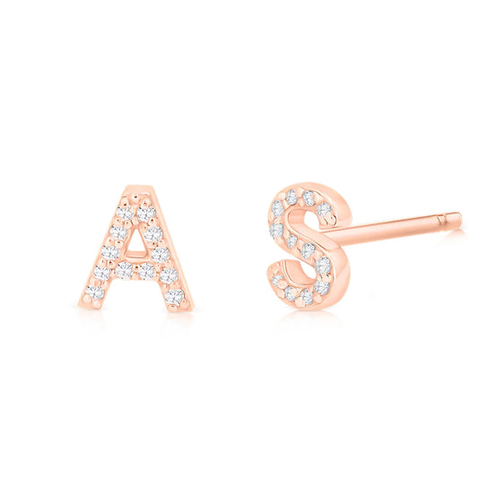 Lucia Diamond Initial Stud Earrings