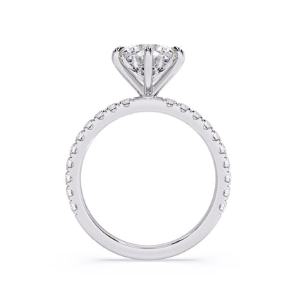 18k White Gold / Round - Aiyla - 6 Claw Pave - Elevation View