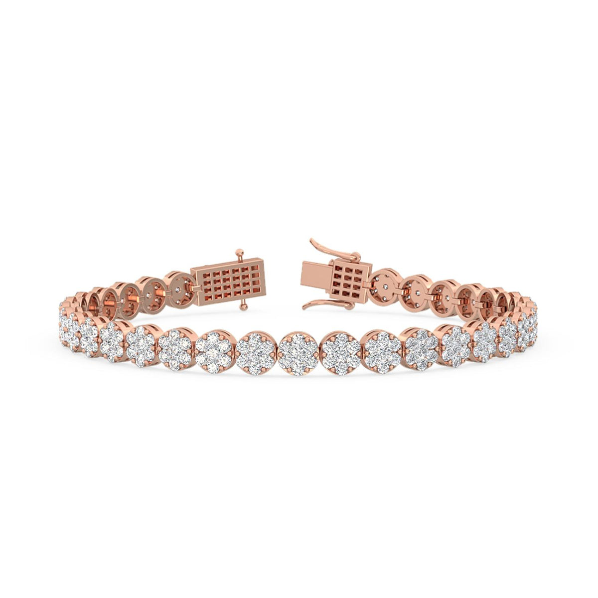 Rose Gold / 4.15ct Lab Grown Diamond Cluster Bracelet