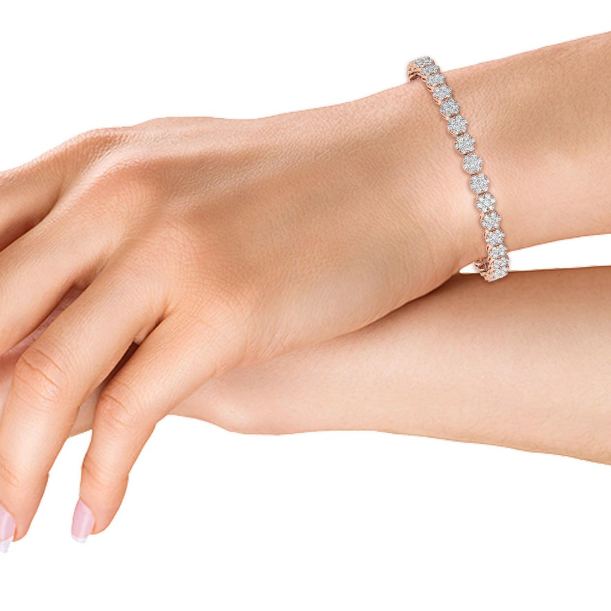 Rose Gold / 4.15ct Lab Grown Diamond Cluster Bracelet