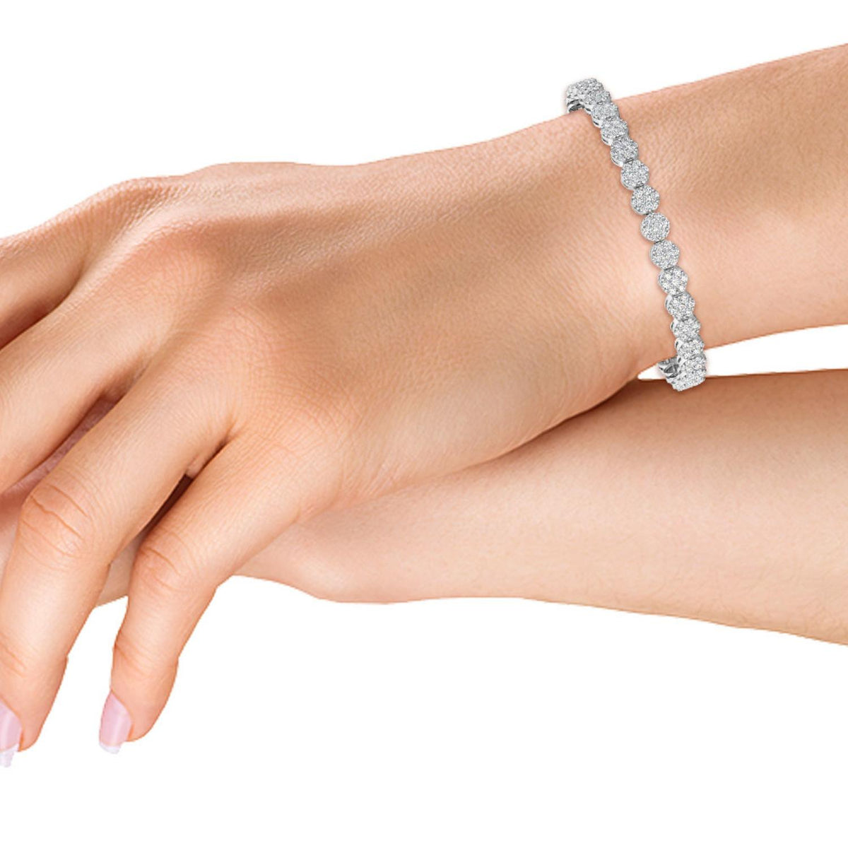 White Gold / 4.15ct Lab Grown Diamond Cluster Bracelet