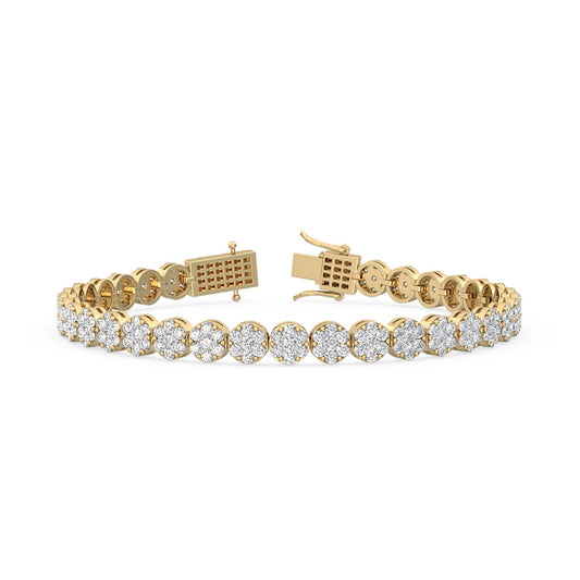 Yellow Gold / 4.15ct Lab Grown Diamond Cluster Bracelet