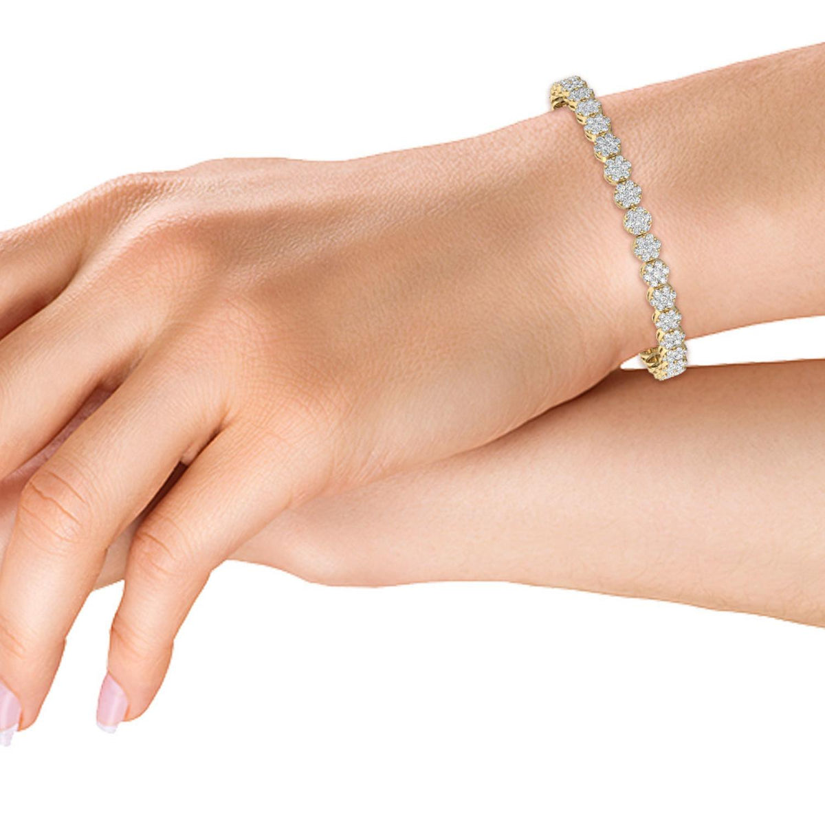 Yellow Gold / 4.15ct Lab Grown Diamond Cluster Bracelet
