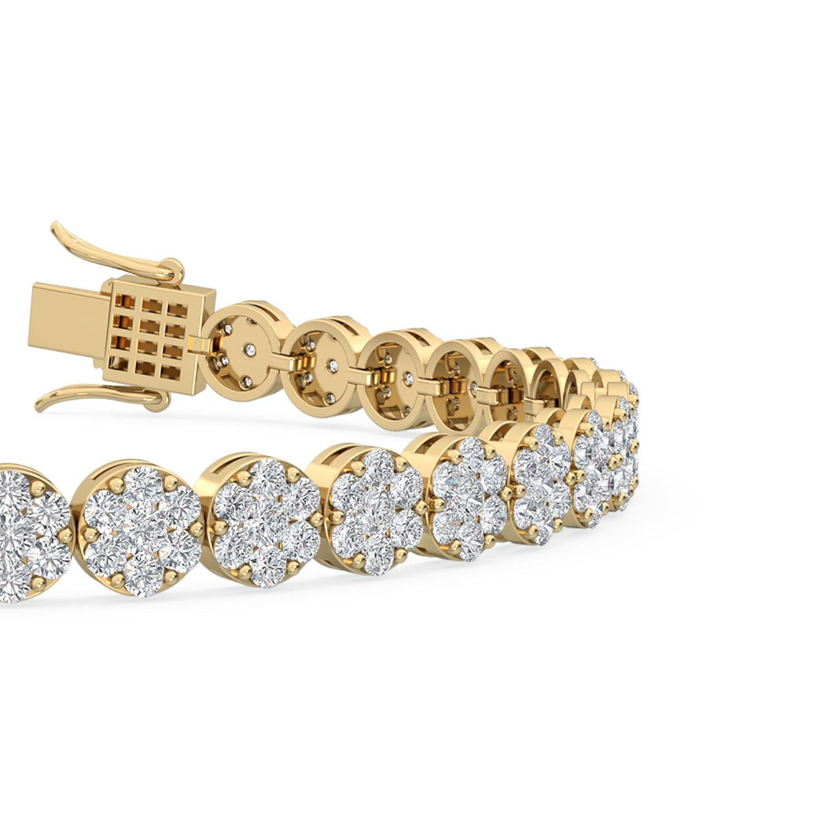 Yellow Gold / 4.15ct Lab Grown Diamond Cluster Bracelet