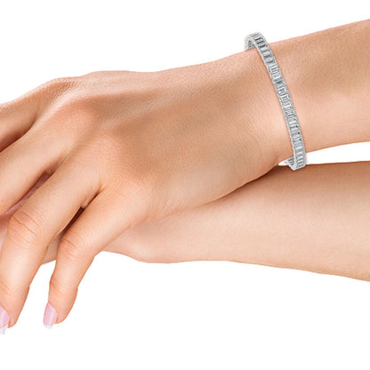 White Gold / Emerald Lab Grown Diamond Tennis Bracelet