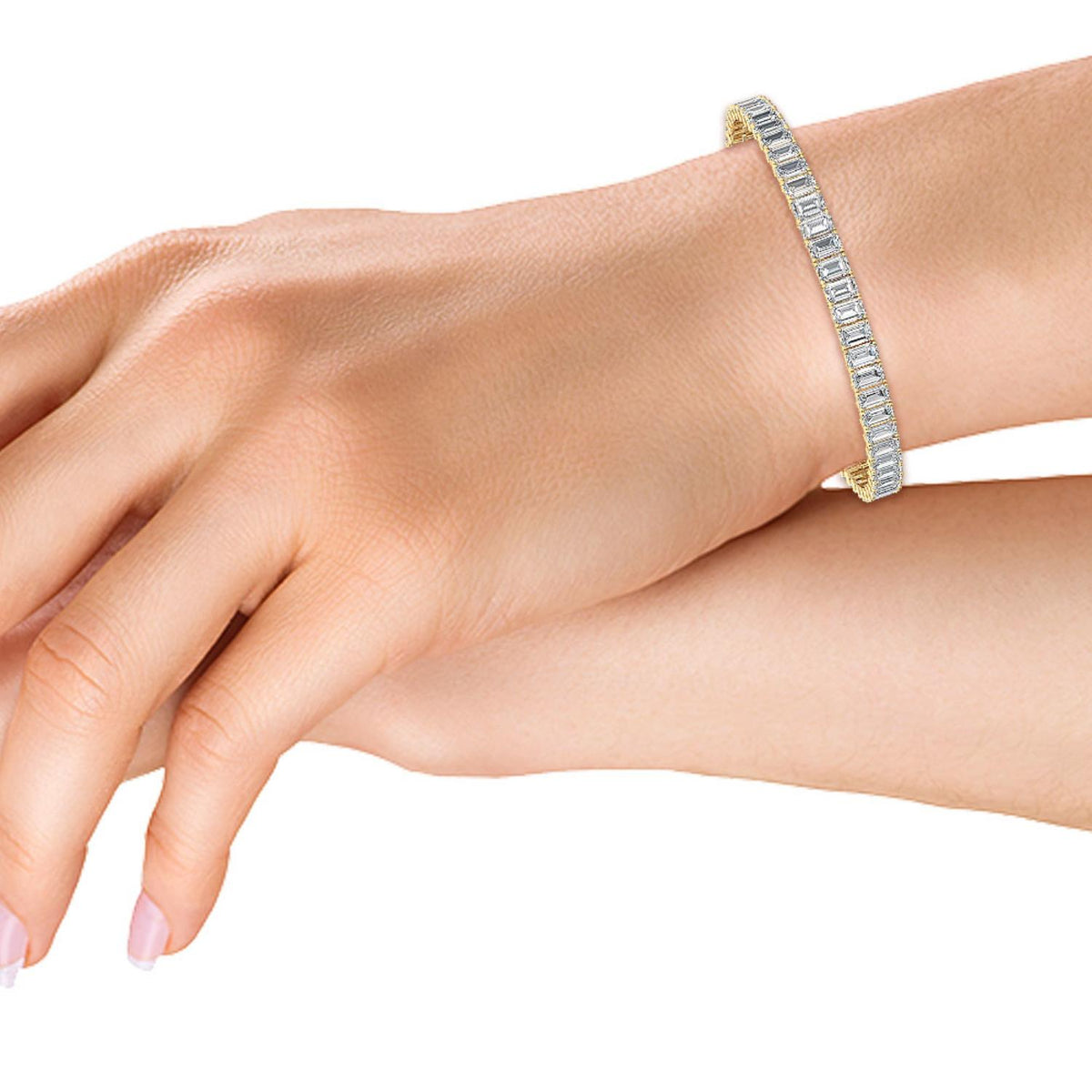 Yellow Gold / Emerald Lab Grown Diamond Tennis Bracelet