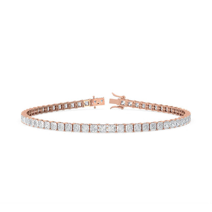 Rose Gold / Princess Lab Grown Diamond Tennis Bracelet