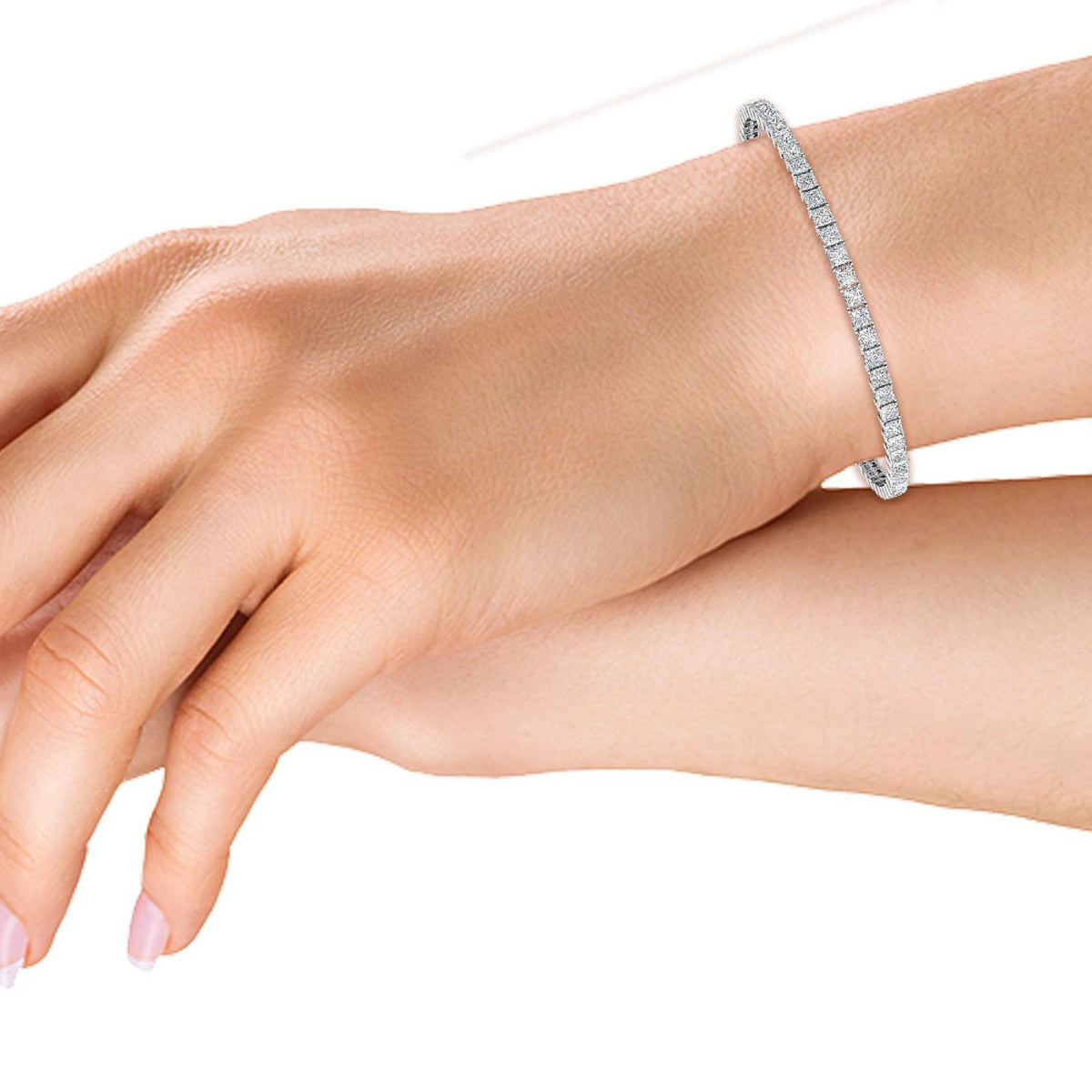White Gold / Princess Lab Grown Diamond Tennis Bracelet