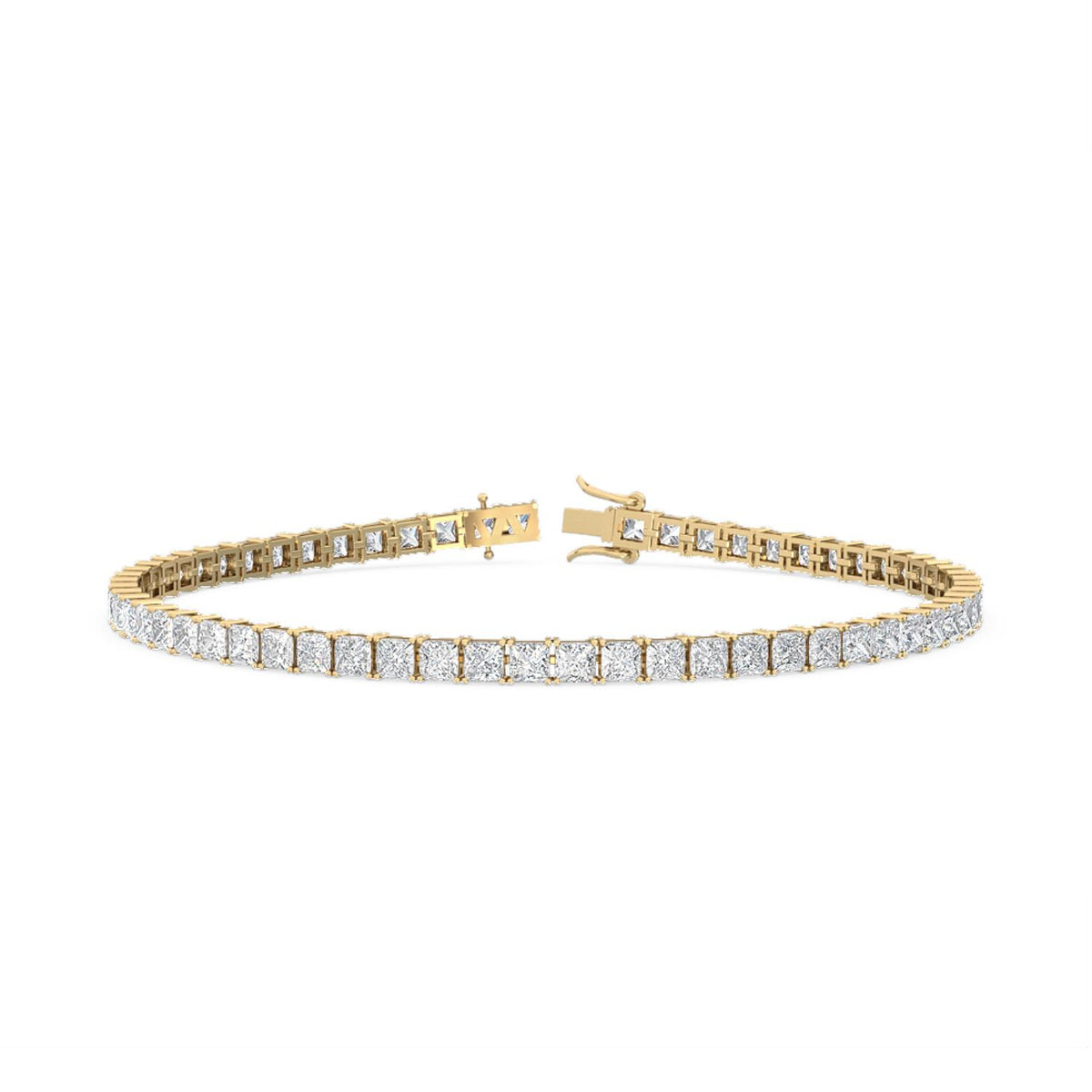 Yellow Gold / Princess Lab Grown Diamond Tennis Bracelet
