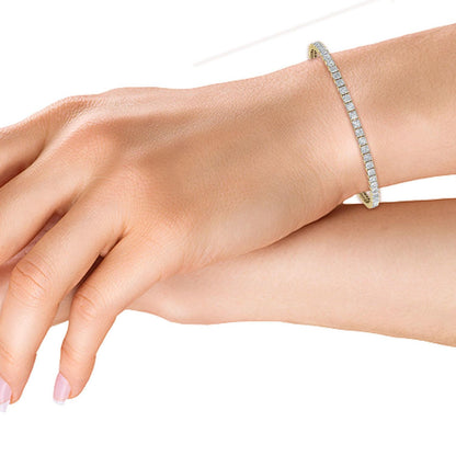 Yellow Gold / Princess Lab Grown Diamond Tennis Bracelet