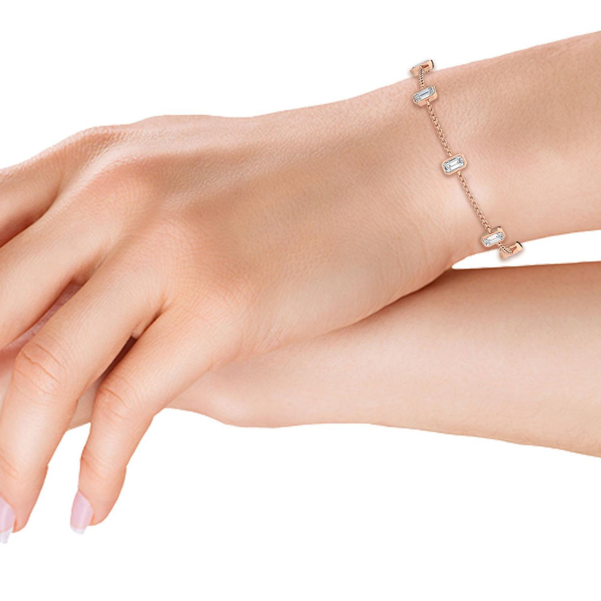 Rose Gold / 0.97ct Lab Grown Diamond Chain Bracelet