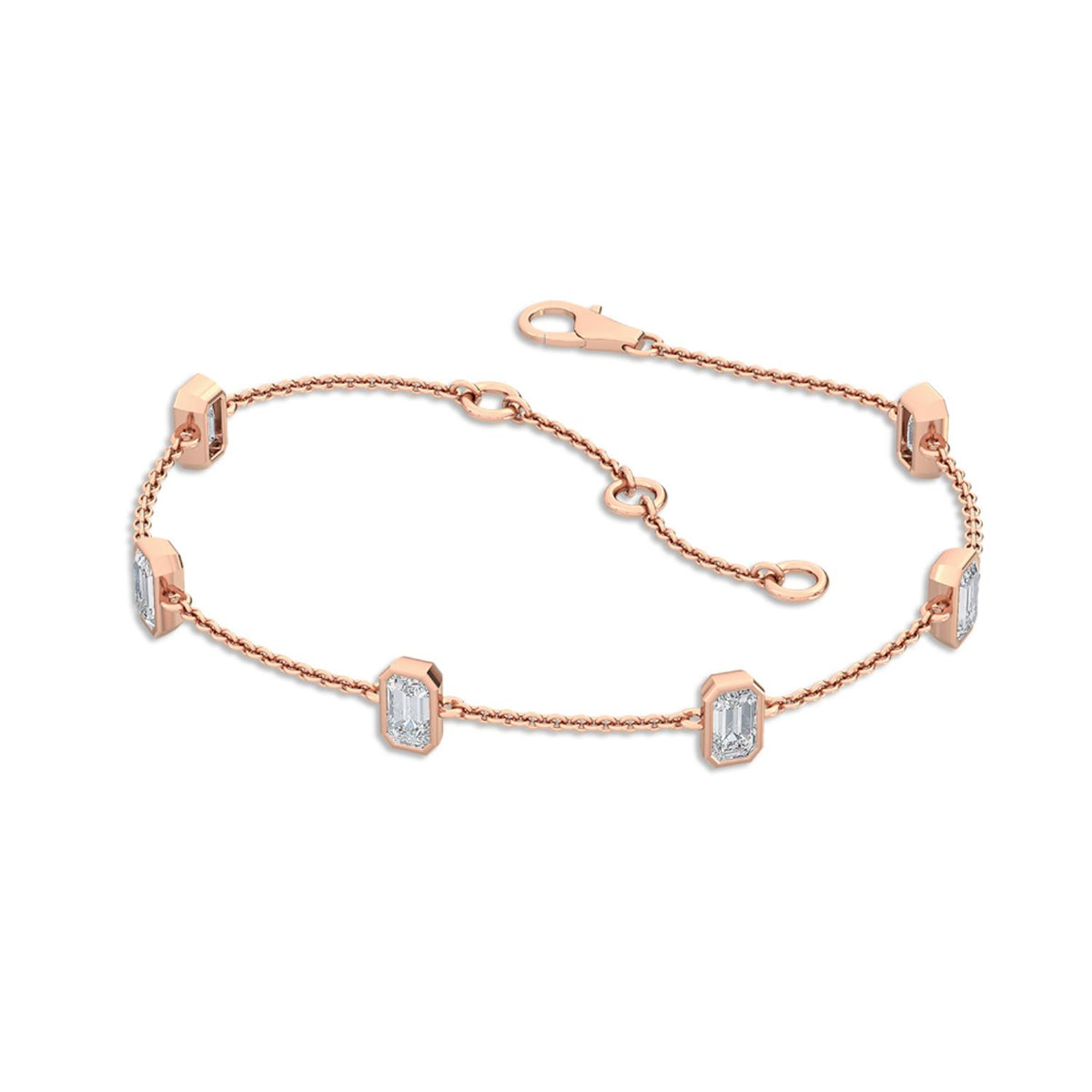 Rose Gold / 0.97ct Lab Grown Diamond Chain Bracelet