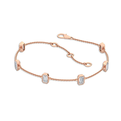 Rose Gold / 0.97ct Lab Grown Diamond Chain Bracelet